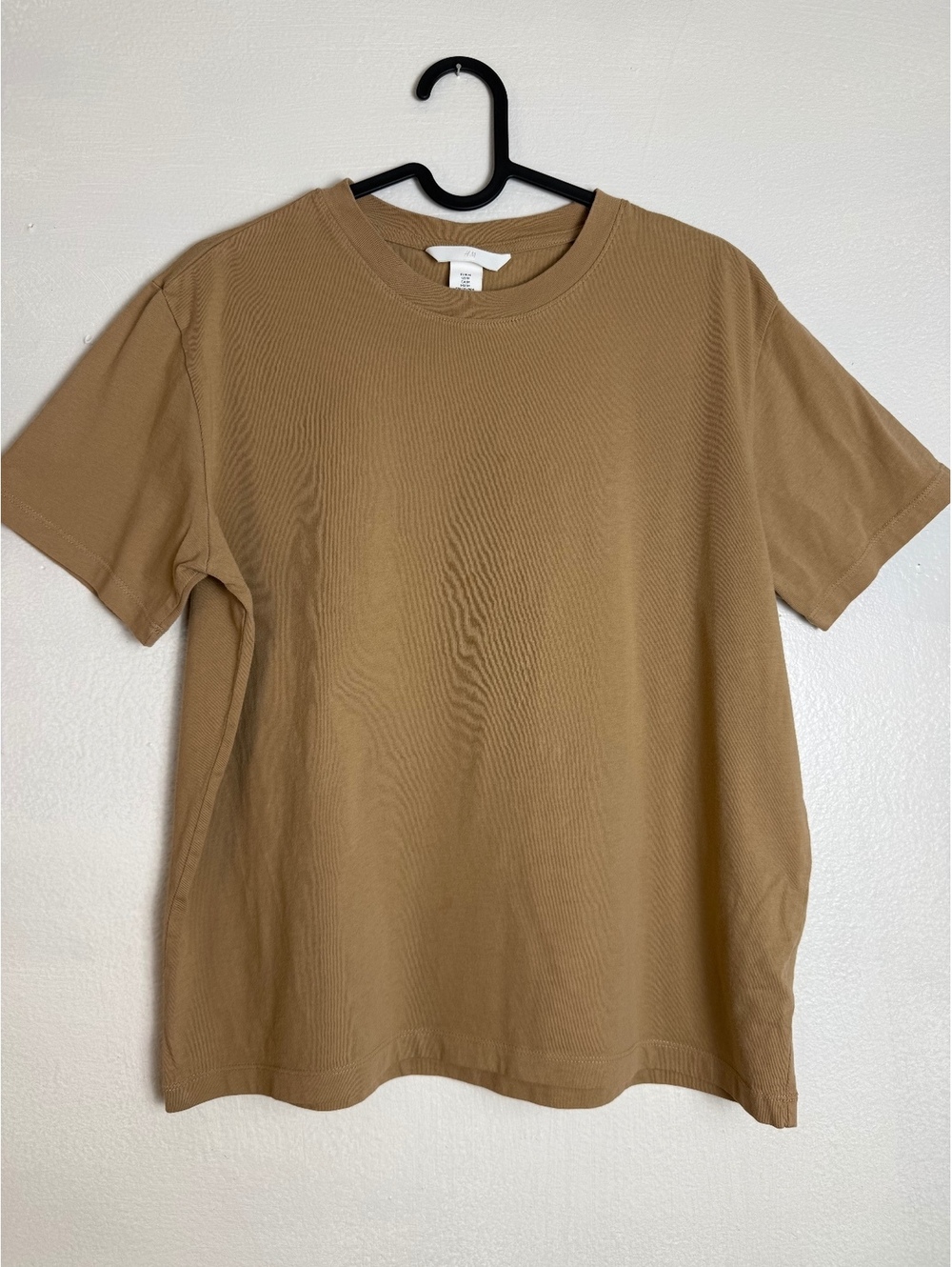 H&M Tan Brown Cotton Crew Neck T-Shirt Size M Short Sleeve Basic Tee